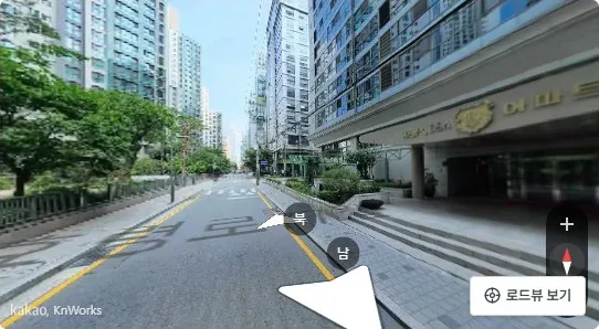 [현장 로드뷰] 서초동 오피스텔 현대ESA아파트 진입로 및 가로변 전경 (자료: 로드뷰)