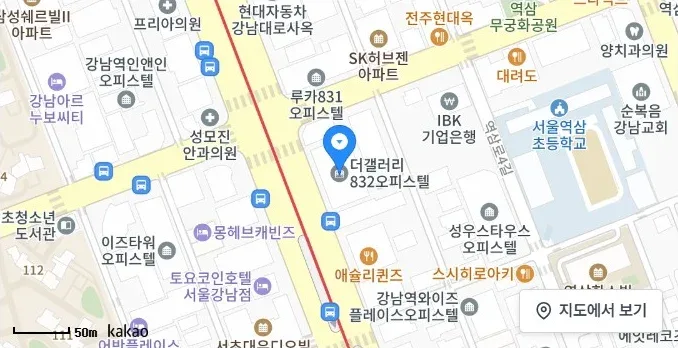 [위치 지도] 역삼동 오피스텔 갤러리832 위치 및 주변 환경 (자료: 위치정보 지도)