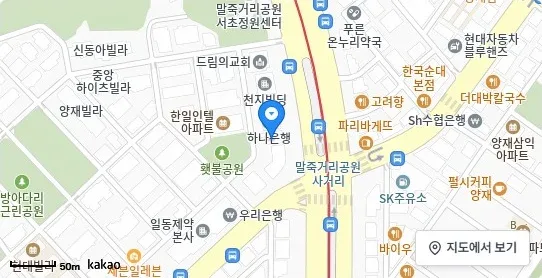 [위치 지도] 양재동 사무실 위치 및 주변 환경 (자료: 위치정보 지도)
