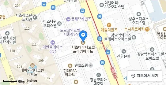 [위치 지도] 서초동 아파트 서초동 대우디오빌프라임 위치 및 주변 환경 (자료: 위치정보 지도)