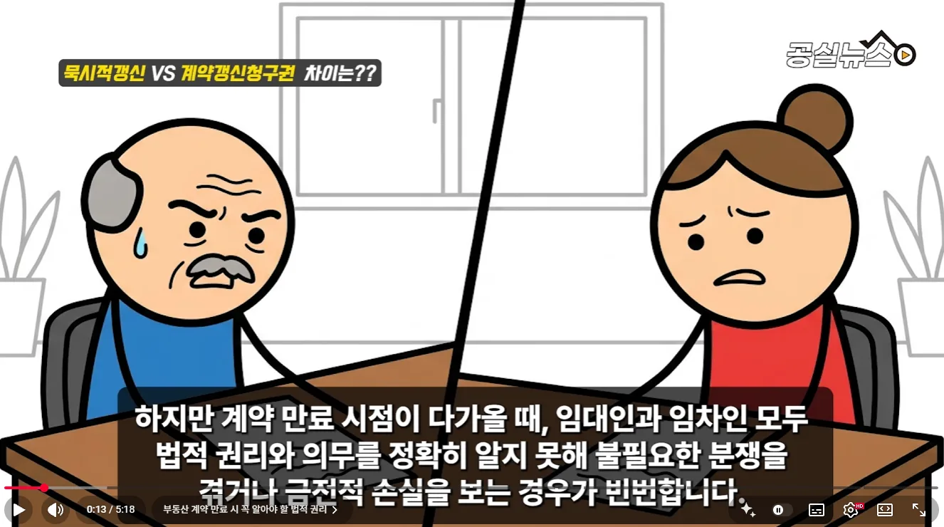 묵시적 갱시권 VS 계약갱신청구권 차이는?